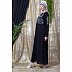 Designer embroidery abaya with cuff sleeves- black-silver